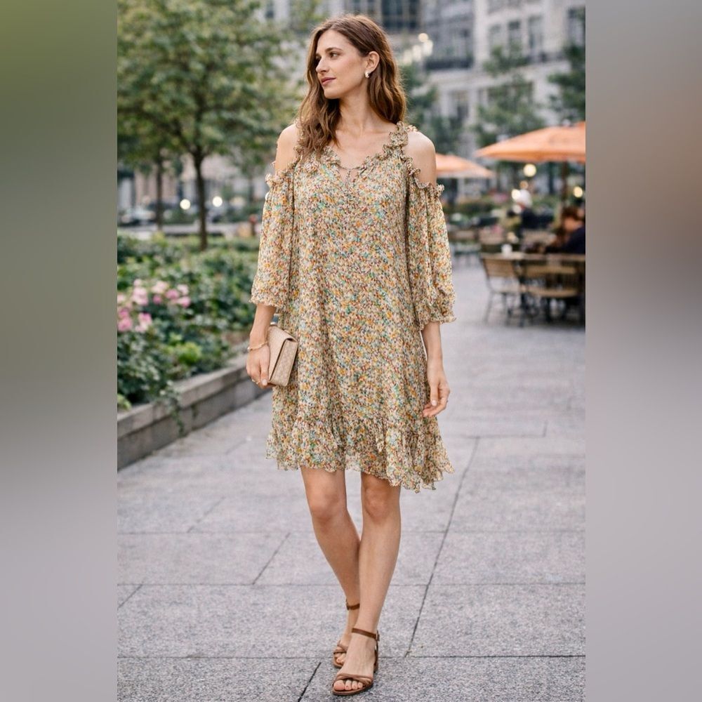 Zadig & Voltaire Deluxe Reef Print Silk Ruffle Dress – Size S